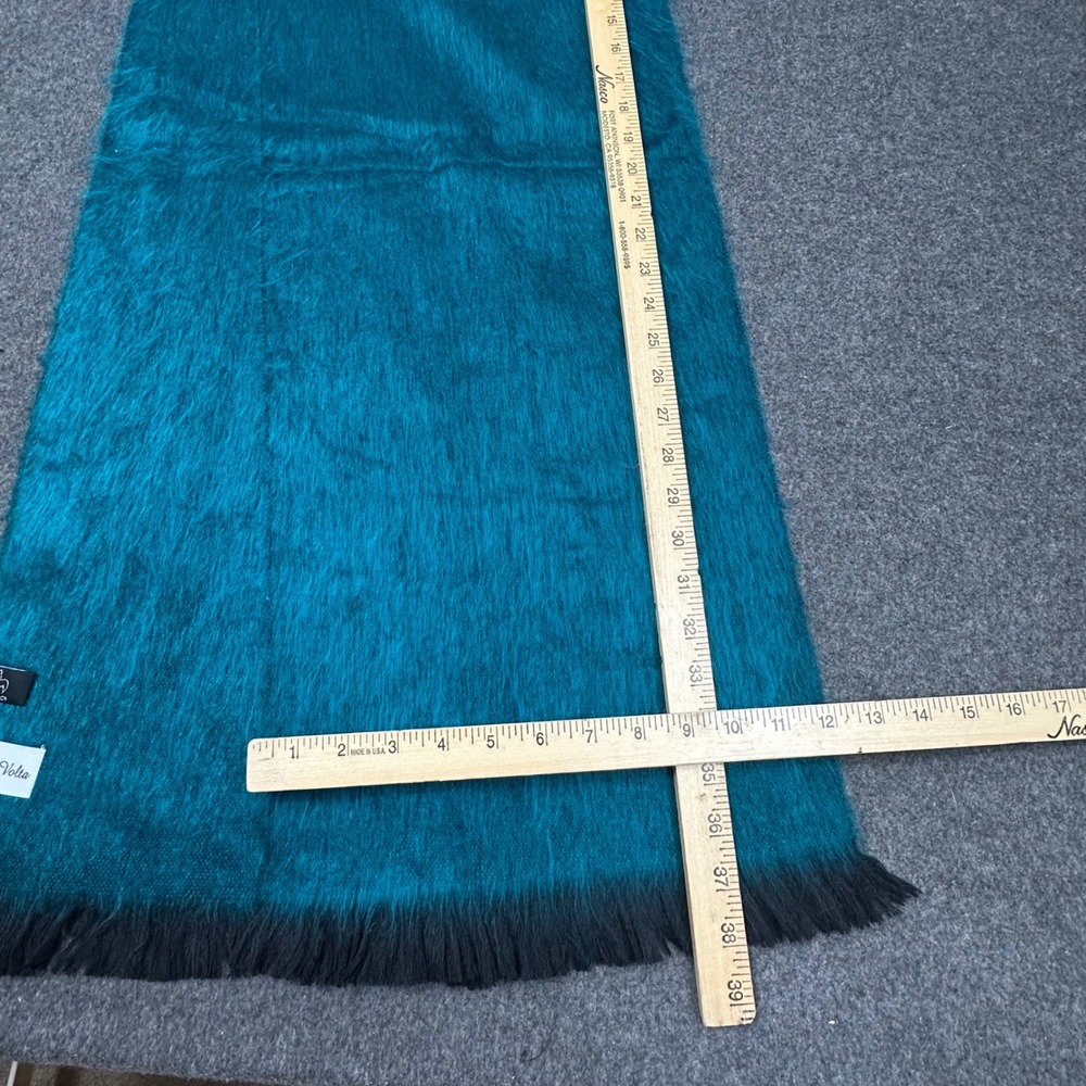 Shupaca Uno Alla Volta Alpaca Scarf Teal Peacock Blue Fringed Brushed Wool